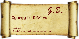 Gyurgyik Dóra névjegykártya